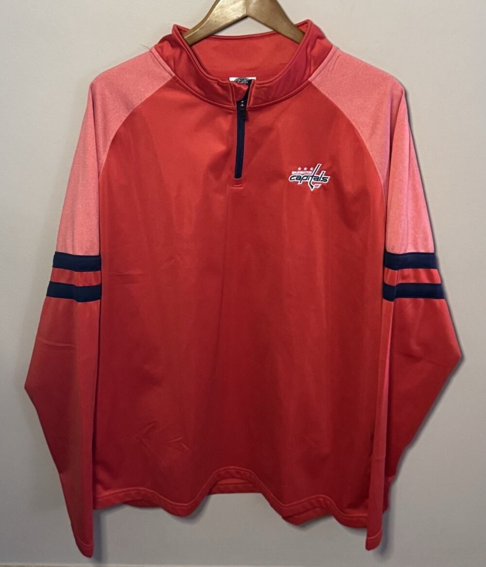 Washington Capitals NHL Embroidered Logo 1/4 Zip Pullover Jacket Red Men’s 2XL